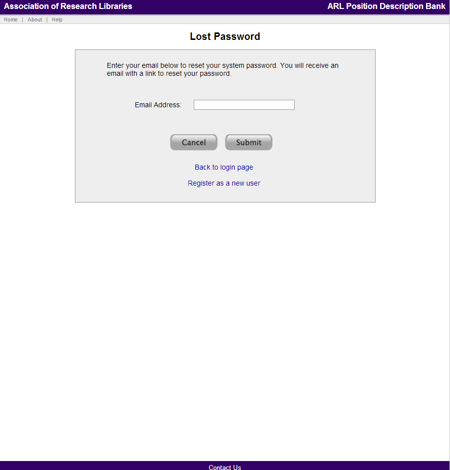 Lost Password Screen